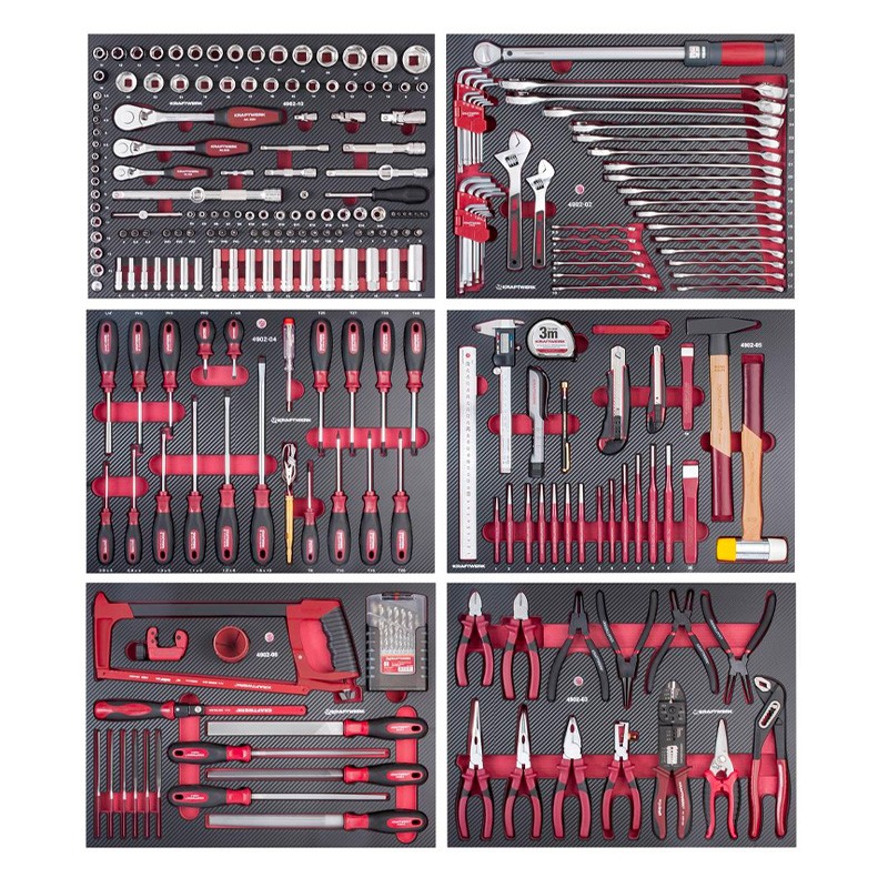 Werkzeugsatz 6 Schubladen, EVA, 1/4"+ 3/8"+ 1/2", 280 Stk. Kraftwerk Werkzeugsatz 6 Schubladen, EVA, 1/4"+ 3/8"+ 1/2", 280 Stk. Kraftwerk