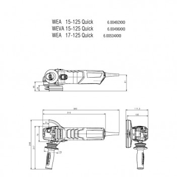 Meuleuse d'angle 1700W 125mm WEV 17-125 QUICK Metabo