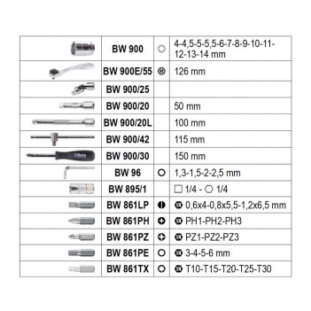 Coffret Cliquet + Douilles + Embouts 6 Pans 1/2" BW 903E/C42 Beta