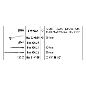 Coffret Cliquet + Douilles 6 Pans 1/2" 25 pcs. BW 923E/C25 Beta