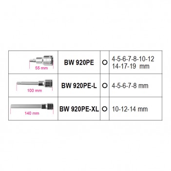 Coffret de douilles tournevis 1/2" 18 pcs. BW 923E-PE/C18 Beta