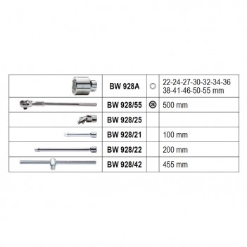 Coffret Cliquet + Douilles 6 Pans 3/4" 17 pcs. BW 928E/C17 Beta