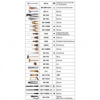 Chariot porte-outils à trois modules 212 outils BW 4300E/21 Beta