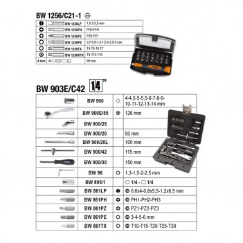 Chariot porte-outils à trois modules 212 outils BW 4300E/21 Beta
