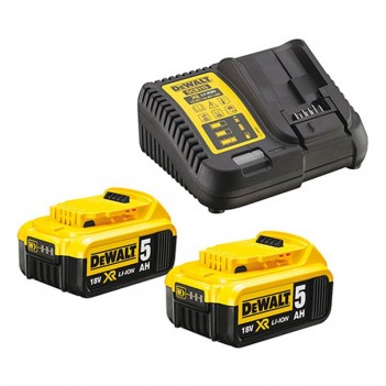Set mit 2 Batterien 18V 5.0Ah XR Li-ion + Ladegerät DCB115P2 DeWalt