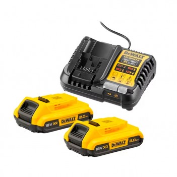 Set mit 2 Batterien 18V 2.0Ah XR Li-ion + Ladegerät DCB1104D2 DeWalt
