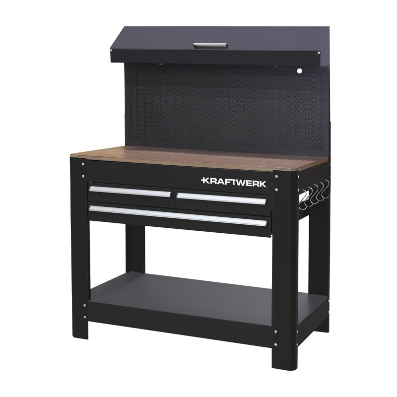 Etabli acier avec plateau bois, 1145mm 3962 Kraftwerk