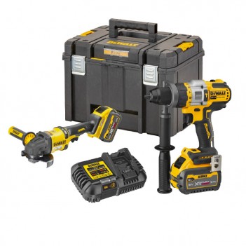 Set de 2 machines 18V/54V Perceuse / Meuleuse + 2 Accus DCK2016T2T DeWalt