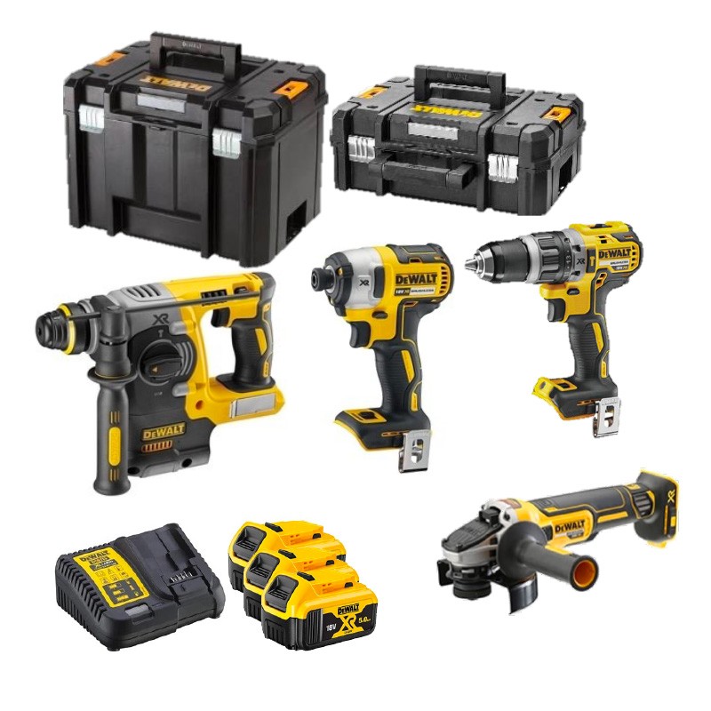 Set mit 4 Maschinen XR 18V + 3 Akkus 5.0Ah DCK422P3T DeWalt