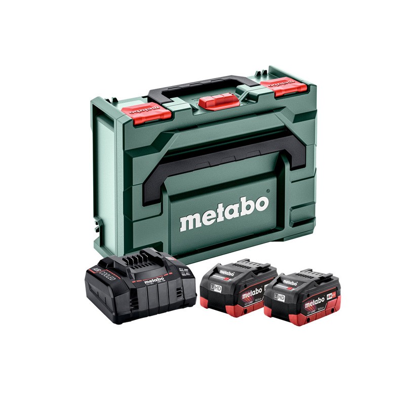 Set mit 2 18V LiHD - 10,0 Ah Batterien mit ASC Ladegerät + MetaBOX Metabo