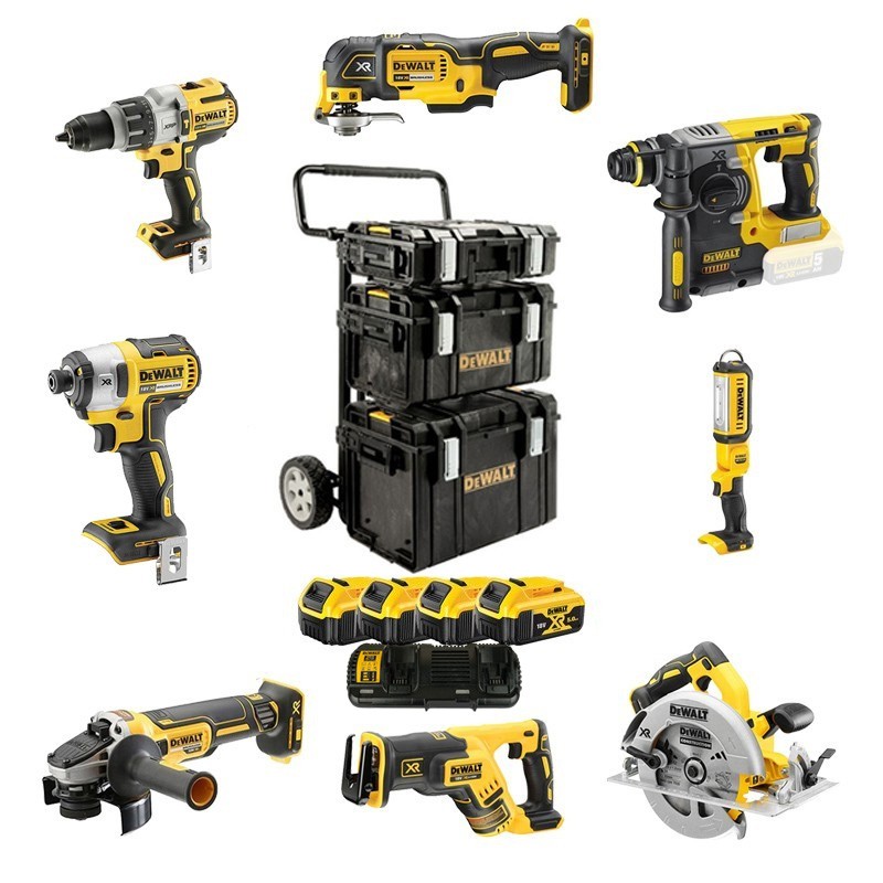 Set mit 8 Maschinen 18V + 4 Batterien 5.0Ah + Trolley DCK853P4 DeWalt