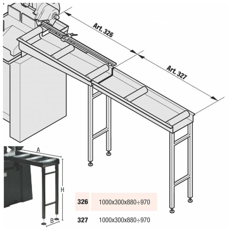 Table à rouleaux module supplémentaire pour scie à ruban 327 Femi