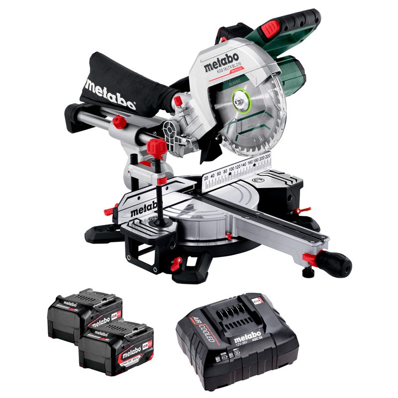 Scie à onglets KGS 18 LTX BL 216 18V 2x4Ah Lipower Metabo