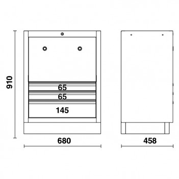 Festes Modul mit 3 Schubladen und 2 integrierten Aufrollern C45PRO ACT Beta