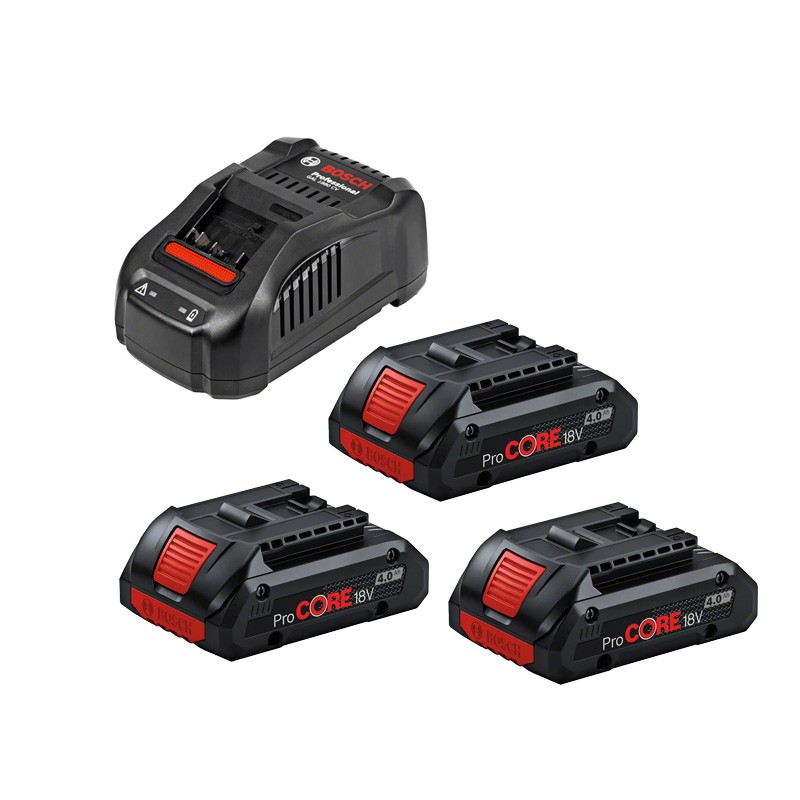 Set 3 batteries ProCORE18V 4,0Ah + Chargeur GAL 1880 CV Bosch
