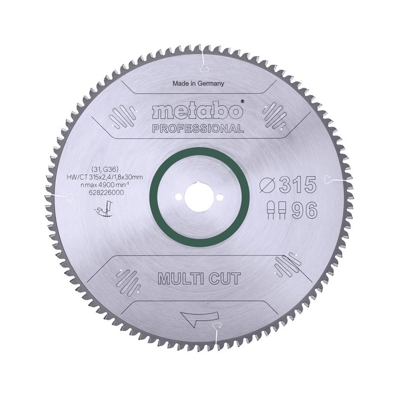 Lame de scie multi cut - professional 315x30, Z96 FZ/TZ, 5° nég. Metabo
