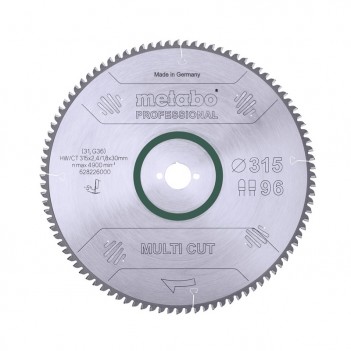 Sägeblatt multi cut - professional 315x30, Z96 FZ/TZ, 5°neg. Metabo