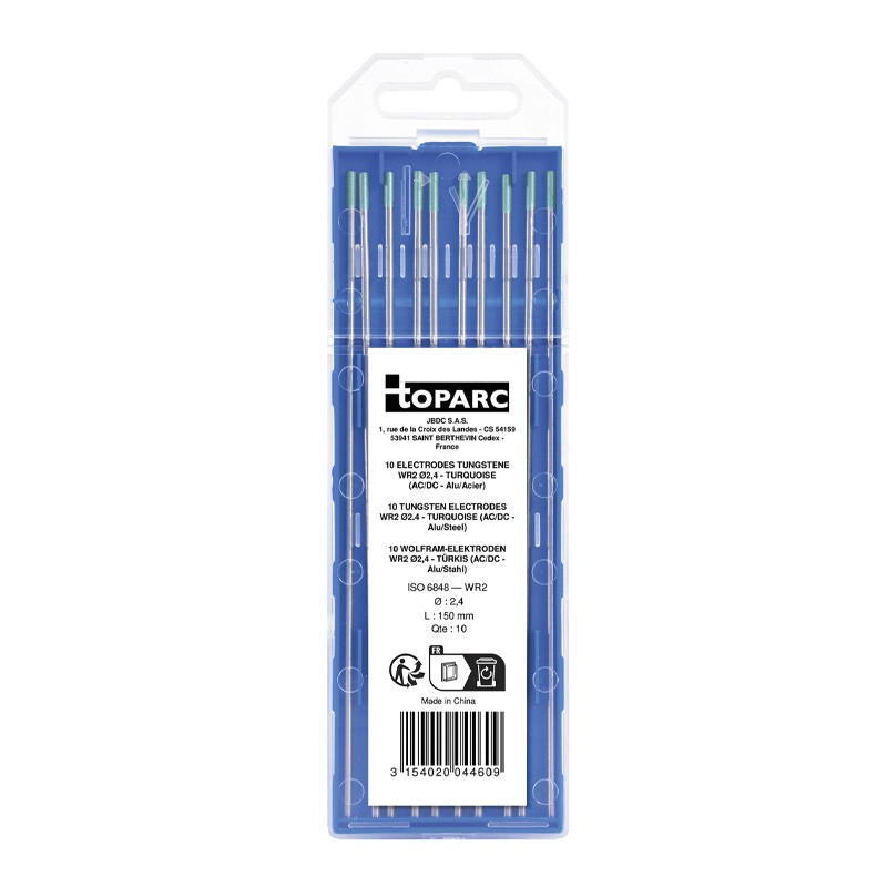 10 Électrodes tungstène WR2 Ø 2,4 - turquoise (AC/DC) Gys