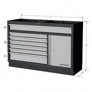 Meuble bas large 7 tiroirs et armoire Mobilio 3964-02-W Kraftwerk