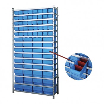 Rayonnage pour petites pièces 2000x1000x300 mm 76 bacs Widmer