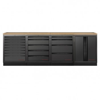 Werkstattmöbel 4-teilig Werkbank Mobilio schwarz 3964K-BLK-004 Kraftwerk