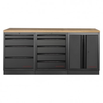 Werkstattmöbel 3-teilig Werkbank 3964K-BLK-001 Mobilio schwarz Kraftwerk