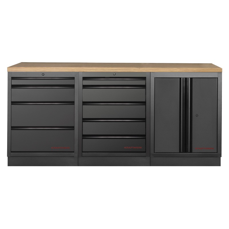 Mobilier d'atelier 3 éléments établi 3964K-BLK-001 Mobilio noir Kraftwerk