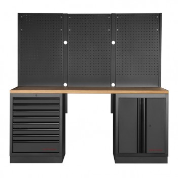 Mobilier d'atelier 2 éléments établi + Panneau perforé Mobilio noir 3964K-BLK-003 Kraftwerk