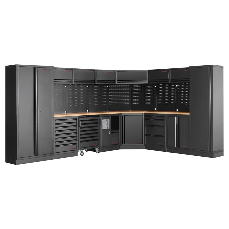 Mobilier d'atelier en angle 8 éléments Mobilio noir 3964E-BLK Kraftwerk