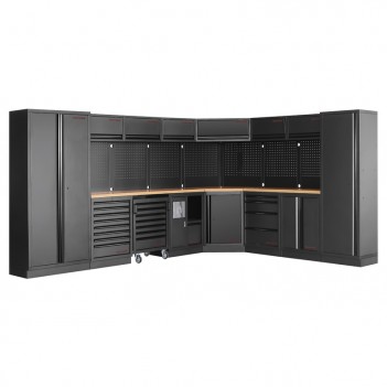 Mobilier d'atelier en angle 8 éléments Mobilio noir 3964E-BLK Kraftwerk