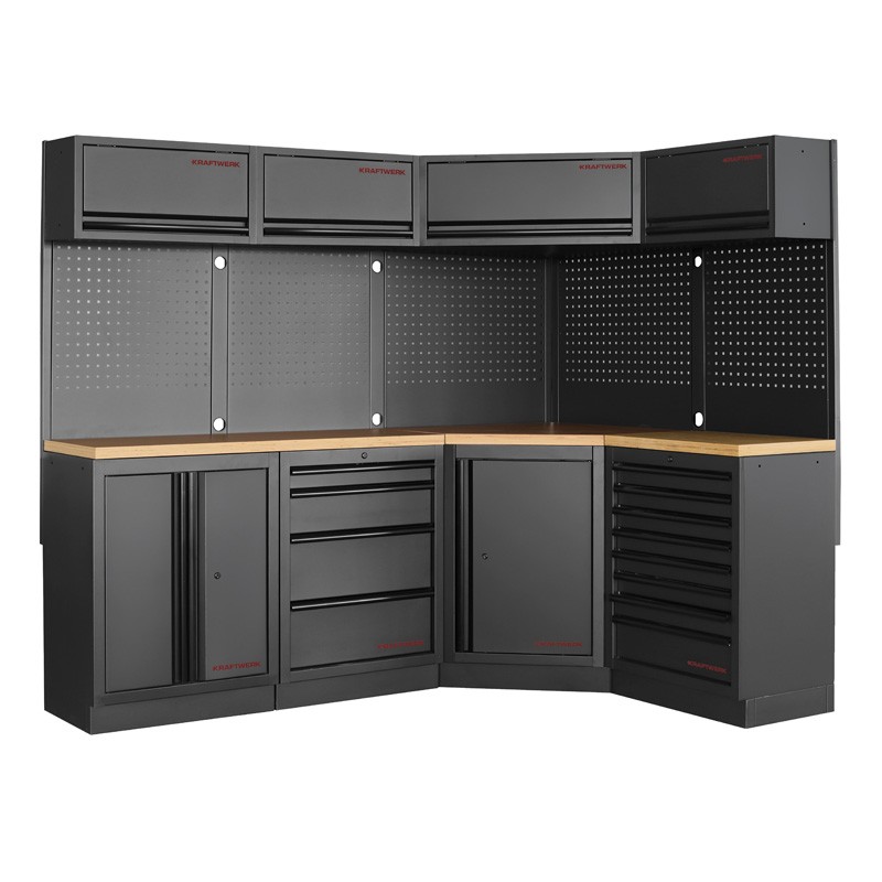 Mobilier d'atelier en angle 4 éléments Mobilio noir 3964N-BLK Kraftwerk