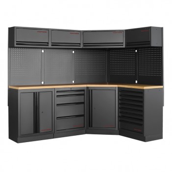 Mobilier d'atelier en angle 4 éléments Mobilio noir 3964N-BLK Kraftwerk