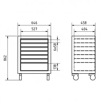 Unterschrank 7 Schubladen mit Rollen, Werkstattwagen Mobilio schwarz 3964-15-BLK Kraftwerk