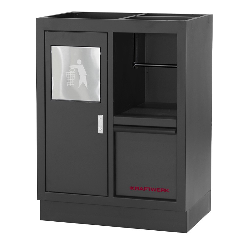 Meuble bas avec poubelle et support essuie-tout Mobilio noir 3964-11-BLK Kraftwerk