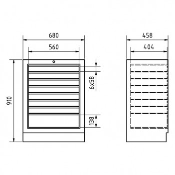 Unterschrank mit 8 Schubladen Mobilio schwarz 3964-14-BLK Kraftwerk