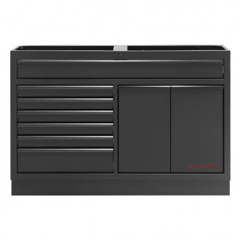 Breiter Unterschrank mit 7 Schubladen und 2 Auszugswannen Mobilio schwarz 3964-03-W-BLK Kraftwerk
