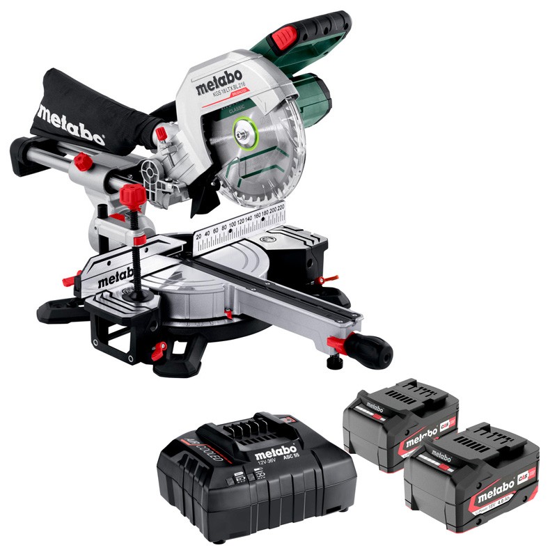 Scie à onglets KGS 18 LTX BL 216 18V + 2 Accus 4Ah et chargeur Metabo