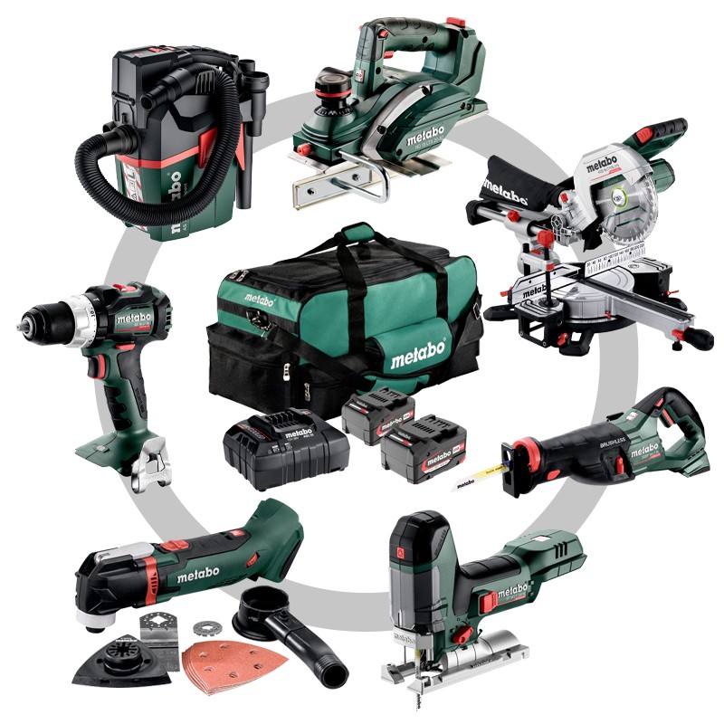 Combo Set Bois 7 machines + Accus et chargeur Metabo