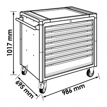 Werkstattwagen XD Extra Tief 775 Werkzeuge V4481-XD/775 Vigor
