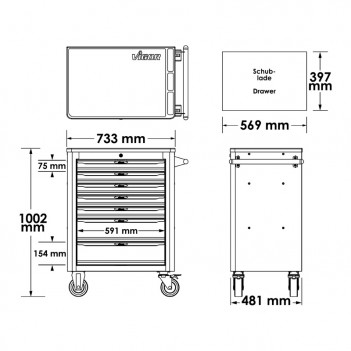 Werkstattwagen L 344 Werkzeuge V4560-X Vigor