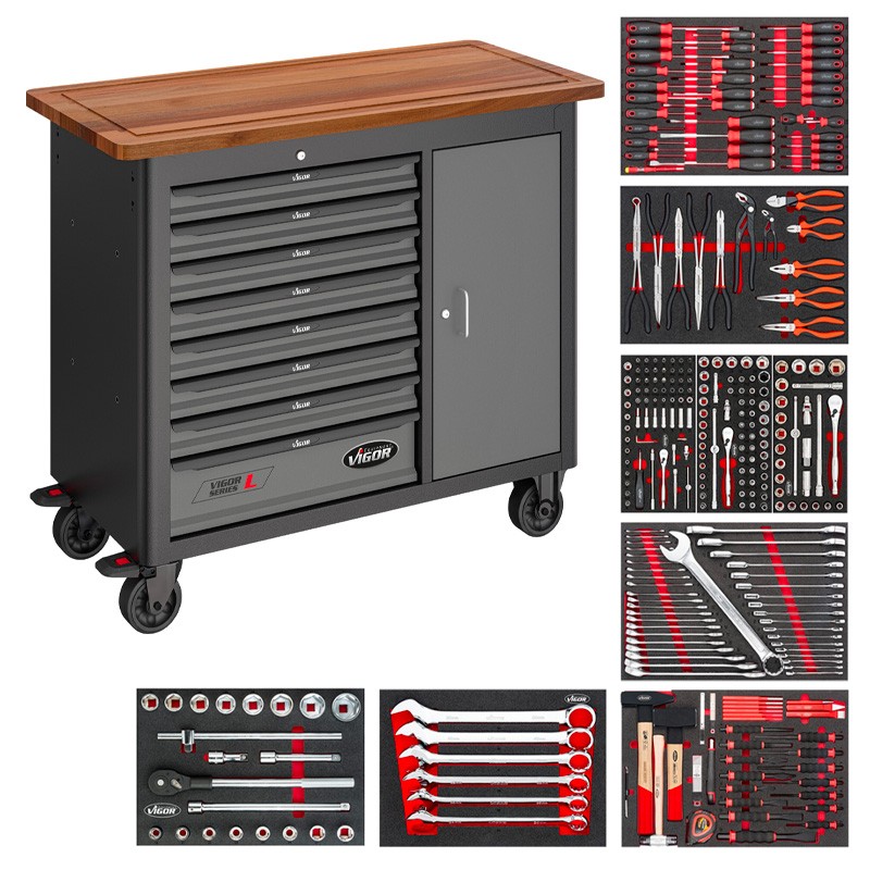 Servante d'atelier L avec porte 298 outils pour camion / tracteur V4813/NKW Vigor