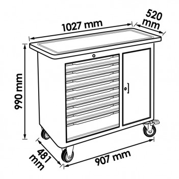 Servante d'atelier L avec porte 298 outils pour camion / tracteur V4813/NKW Vigor
