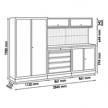 Mobilier d'atelier 3 éléments profondeur 700 mm V6000-3XD Vigor