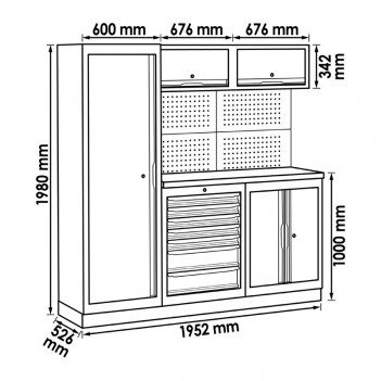 Werkstattmöbel 3 Elemente Tiefe 500 mm V6000-3 Vigor