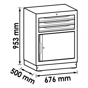 Armoire inférieure à 3 tiroirs et 1 porte L ou XL V6000-030 Vigor
