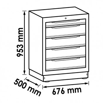 Armoire inférieure à 5 tiroirs L, XL ou XD V6000-031 Vigor