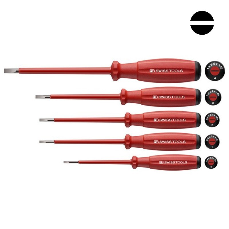 Jeu tournevis à fente VDE isolés PB Swiss Tools PB 58538 Jeu tournevis à fente VDE isolés PB Swiss Tools PB 58538