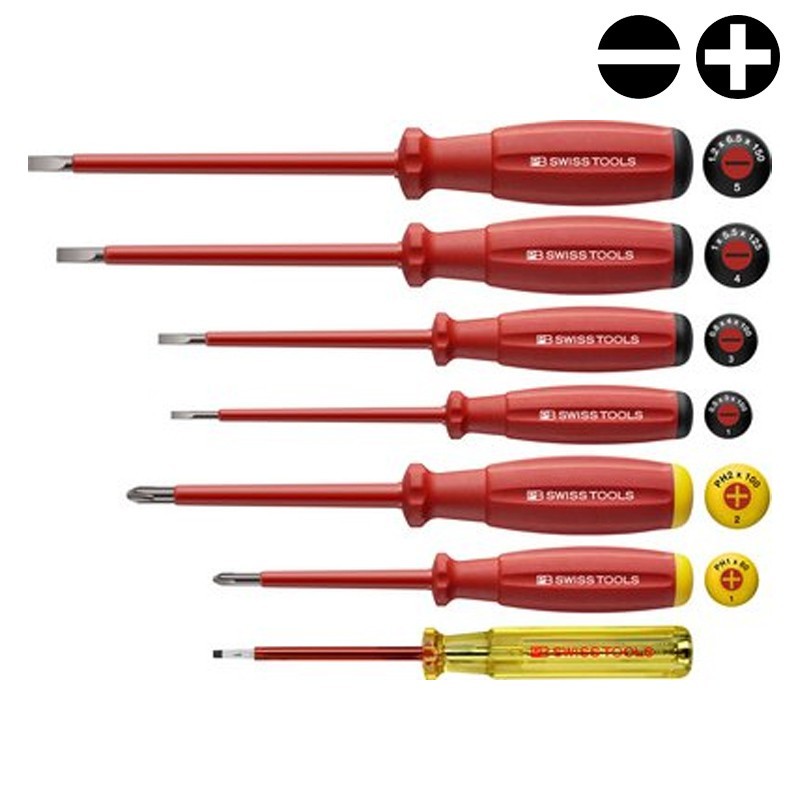 Isolierter Schlitz- / Kreuzschraubendrehersatz PB Swiss Tools PB 58541 Isolierter Schlitz- / Kreuzschraubendrehersatz PB Swiss Tools PB 58541