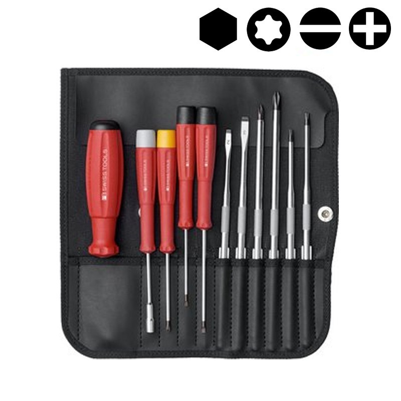 Jeu tournevis fente/Cruci/Torx/6pans avec étui PB Swiss Tools PB 8220 Jeu tournevis fente/Cruci/Torx/6pans avec étui PB Swiss Tools PB 8220