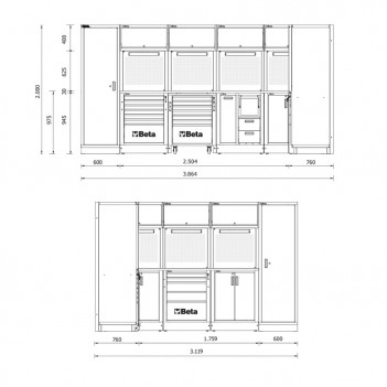Mobilier d’atelier en angle 8 éléments RSC50 2.0 I Beta